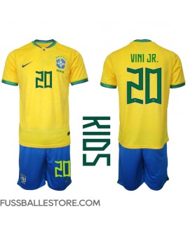 Günstige Brasilien Vinicius Junior #20 Heimtrikotsatz Kinder WM 2022 Kurzarm (+ Kurze Hosen)